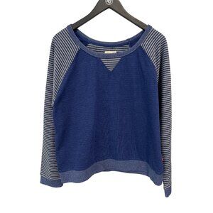 Levis Striped Raglan Sleeve Sweater Womens XL Relaxed Pullover Blue Nautical NEW